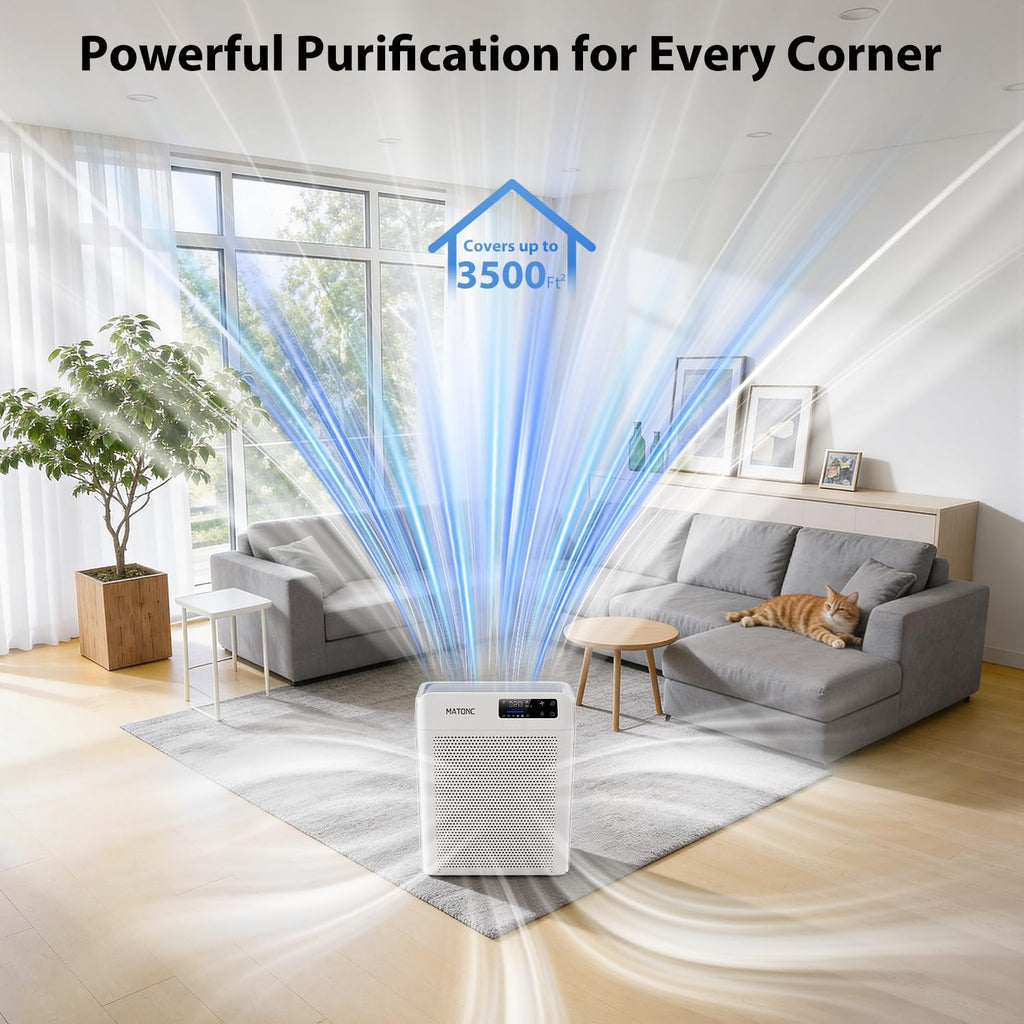 Air Purifier for Home Large Room Up to 3500 Ft², Smart WiFi App Control Air Cleaner with Air Quality