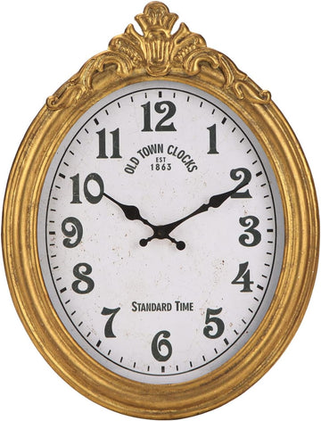 HOME Vintage Wall Clock, European Style Decorative Clock Retro Oval Large Clock Silent Non-Ticking Elegant Home