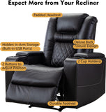 Electric Power Recliner Chair with USB Ports and Cup Holders
