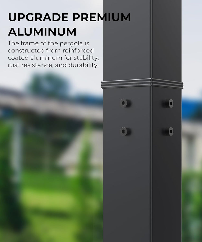10x10 Ft Outdoor Aluminum Pergola with Upgraded Retractable Canopy, Outdoor Shelter Suitable for Gardens