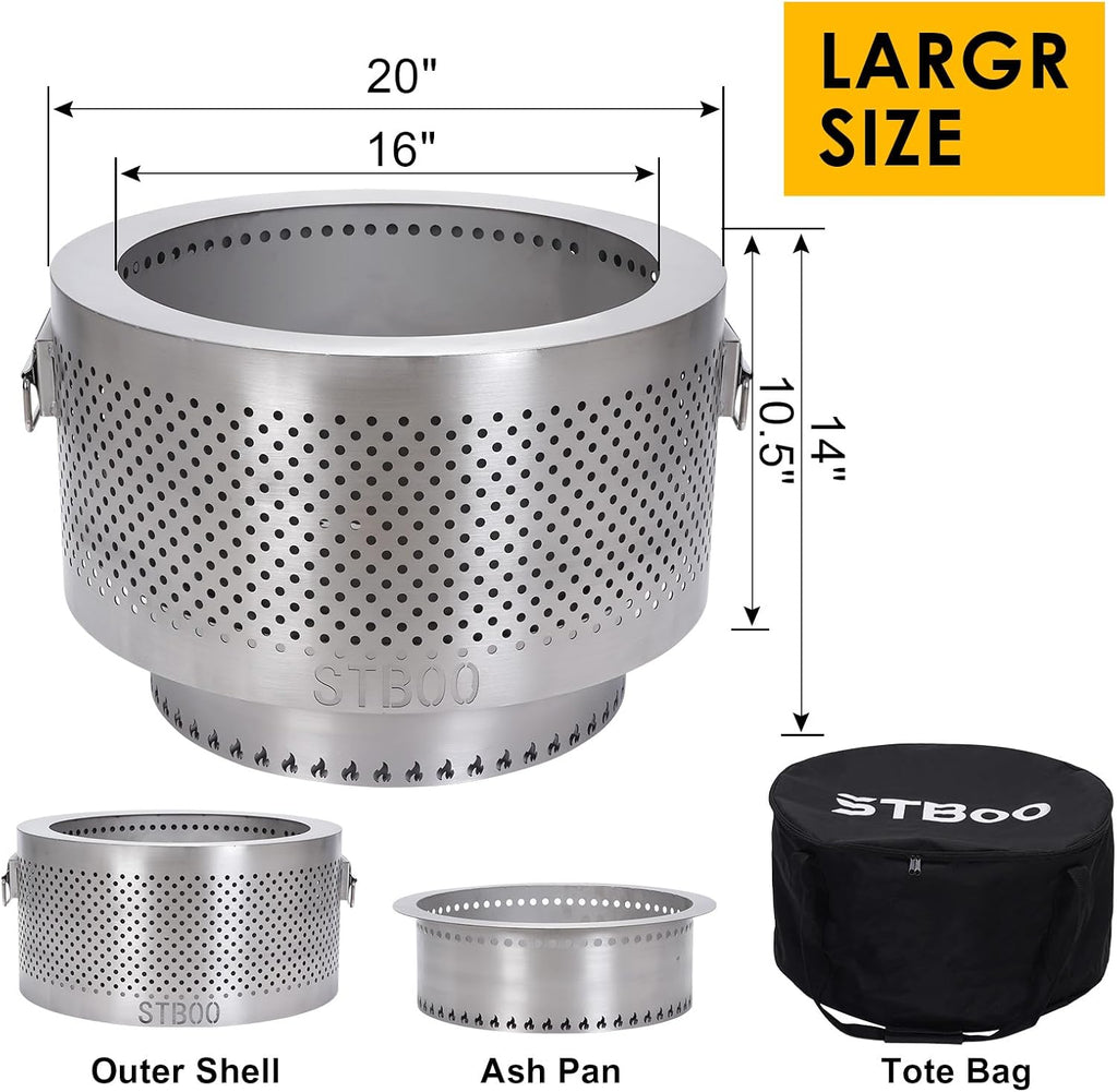 20Inch Large Firepit - Fire Pits for Outside with Portable Carrying Storage