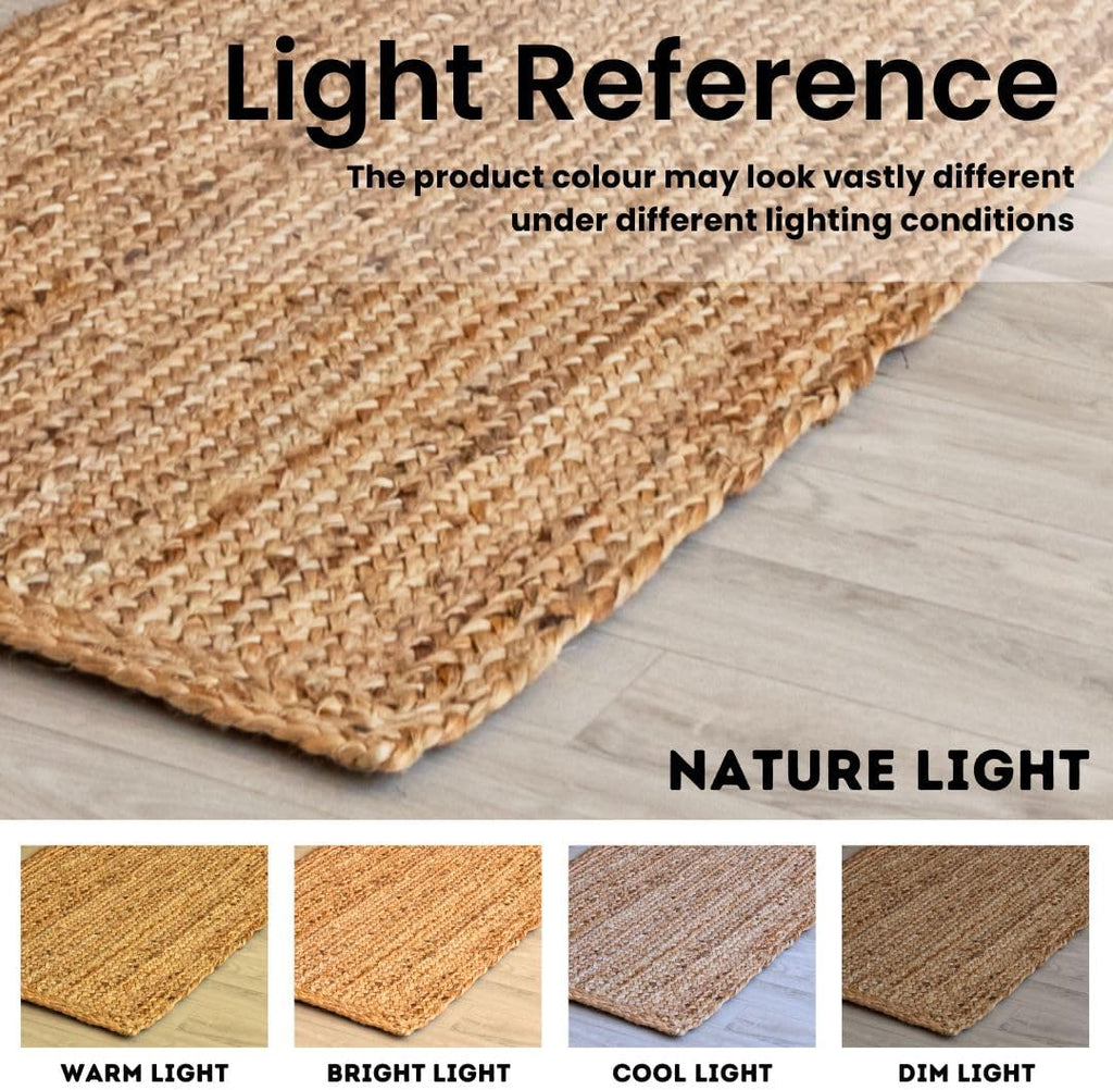 8ft Round Natural Jute Rug - Handwoven Braided Reversible Vintage Area Rug Farmhouse Rustic and Bohe