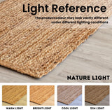 8ft Round Natural Jute Rug - Handwoven Braided Reversible Vintage Area Rug Farmhouse Rustic and Bohe
