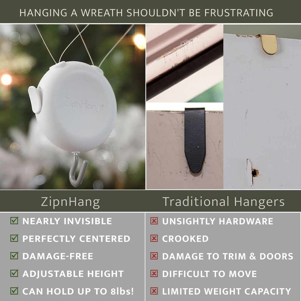Wreath Hanger for Front Door, White, 1 Pack