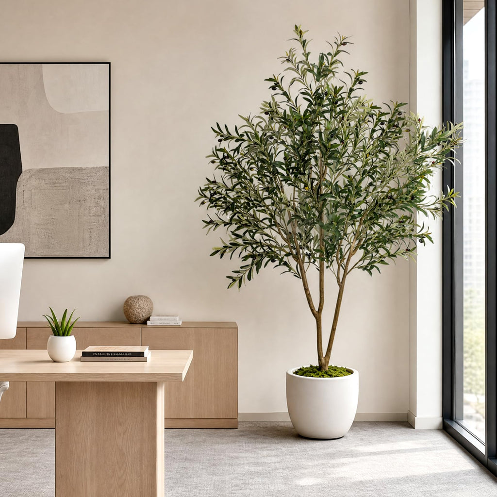 7FT Olive Tree Artificial Indoor with Green Moss