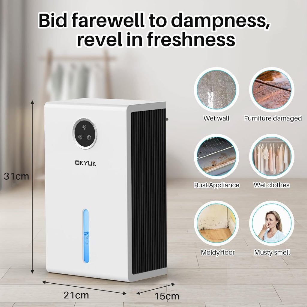 Dehumidifier, 95 oz dehumidifiers for home,1000 sq. ft Dehumidifiers for Bedroom with 7 Colors LED Light
