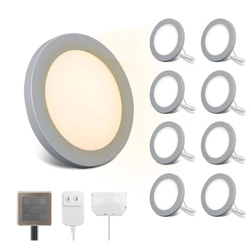 Wired LED Puck Lights, 8 Pack, Plug-in Under Cabinet Lighting