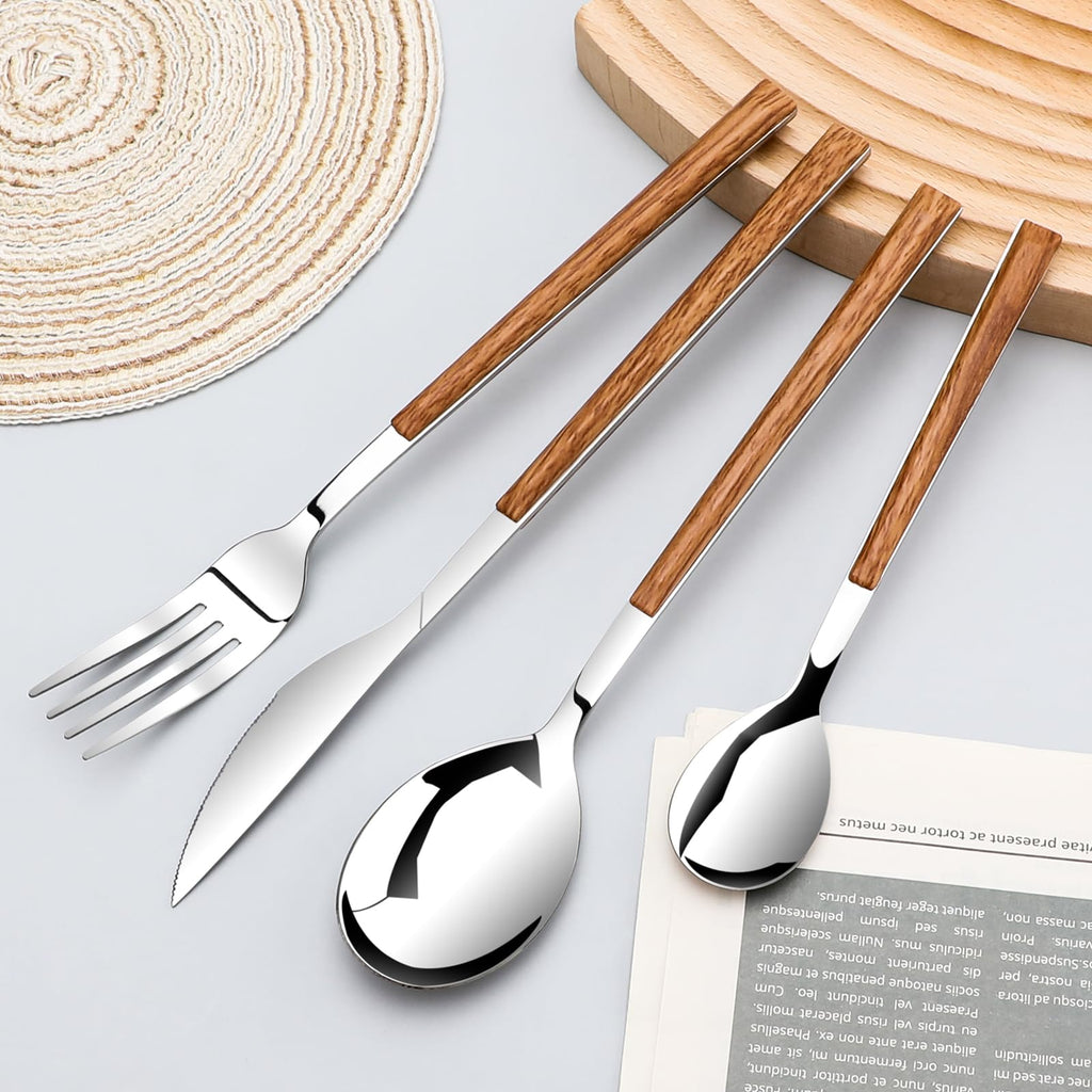 Stainless Steel Flatware Set for 4, Cutlery Utensils Set Include Knives/Forks/Spoons Service for 4, Mirror Polished