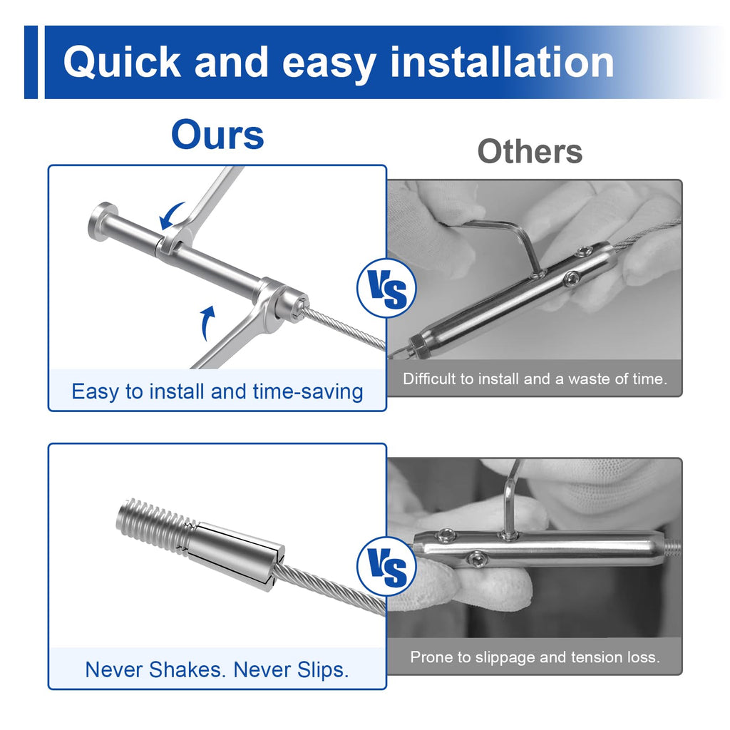 20 Pack 3/16" Swageless Invisible Cable Railing Kits