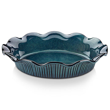 9 Inch Pie Pan for Baking, Ceramic Pie Dish with Ruffled Edge