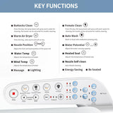 Square Electric Bidet Toilet Seat with Heated Water Cleansing, Warm Air Dryer, Adjustable Temperature, Front and Rear Nozzle Wash