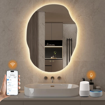 24" x 32" Smart LED Bathroom Mirror - Frameless Lighted Mirrors Wall with WiFi & Voice Control (Alexa/Google)