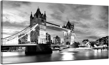 Black White London Tower Bridge Canvas Wall Art England Cityscape Painting UK Pictures Modern Artwork Home Decor