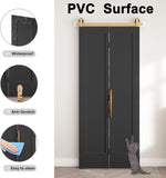 36 in.x 84 in. Bifold Barn Door, 1 Panel Vinyl Wrapped Textured Black Bifold Closet Door, Hollow Cor