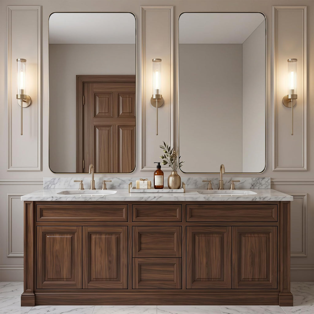 30x55 Inch Brushed Champagne Bronze Rectangular Bathroom Mirror