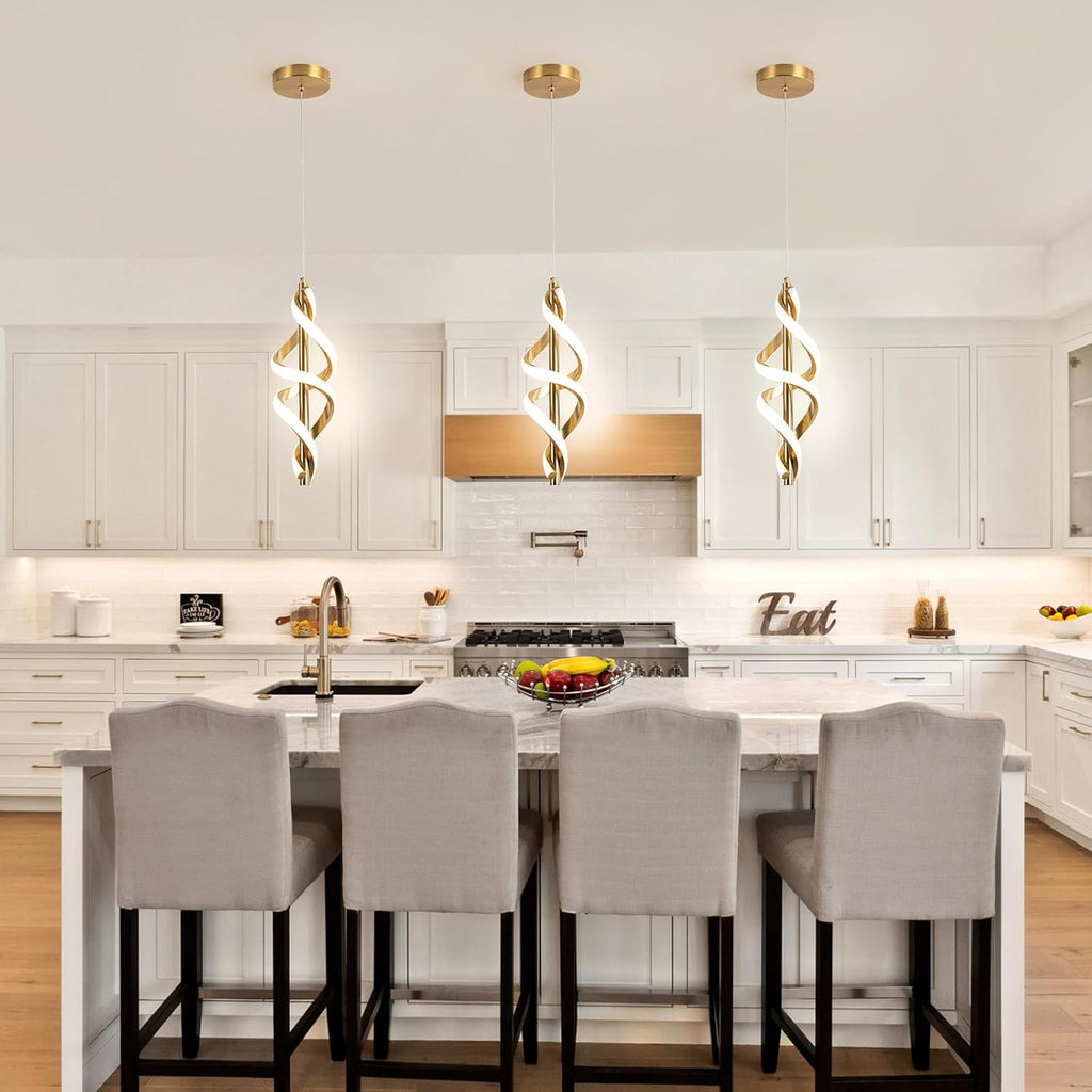 Gold Led Pendant Light,4000K Modern LED Pendant Lights Kitchen Island,Adjustable Height Pendant Lighting Over Island