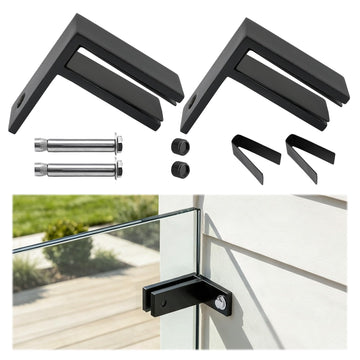 2Pack Black Glass Railing Clamp 90 Degrees Wall-to-Glass GA09 BB4