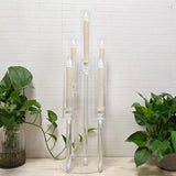 6 Set 26.8'' Tall Acrylic Candelabra Centerpieces,Clear 5 Arms Candlesticks Holder with Acrylic Shade for Candlelight