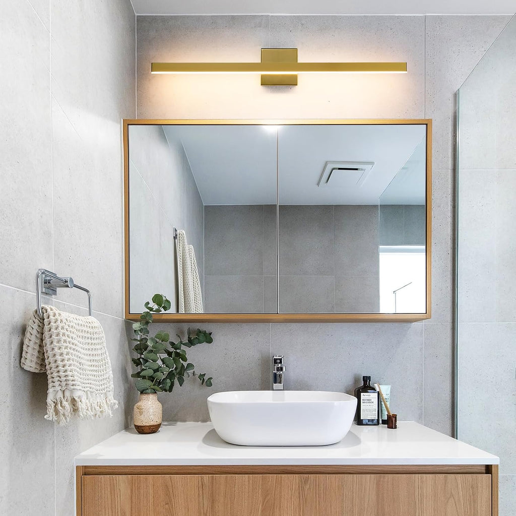 Modern Vanity Light Gold Bathroom Light Fixture Over Mirror 32 inch Vanity Lighting Fixture Dimmable 5CCT LED Bar