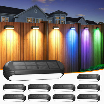 Outdoor Solar Lights for Outside, 10 Pack Bright Solar Fence Lights with Multi-Color Changing & Warm White Mode