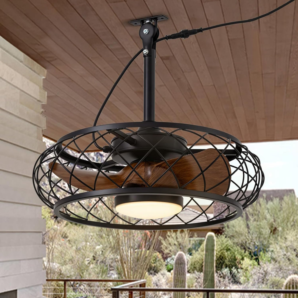 20'' Outdoor Ceiling Fans with Lights, Gazebo Fan Wet Rated Remote&APP Control, Plug in Ceiling Fan for Patios