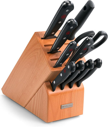 Gourmet 11-Piece Knife Block Set, Beech Wood