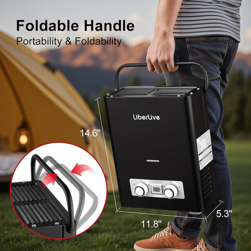 Propane Tankless Water Heater, 5L 1.32 GPM Outdoor Portable Gas Instant Hot Water Heater with Digital Display