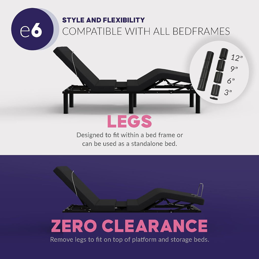 E6 Wall Glide Adjustable Bed Frame with Voice Control, Massage, USB, Nightlight, Anti-Snore, Zero Gravity, Wireless