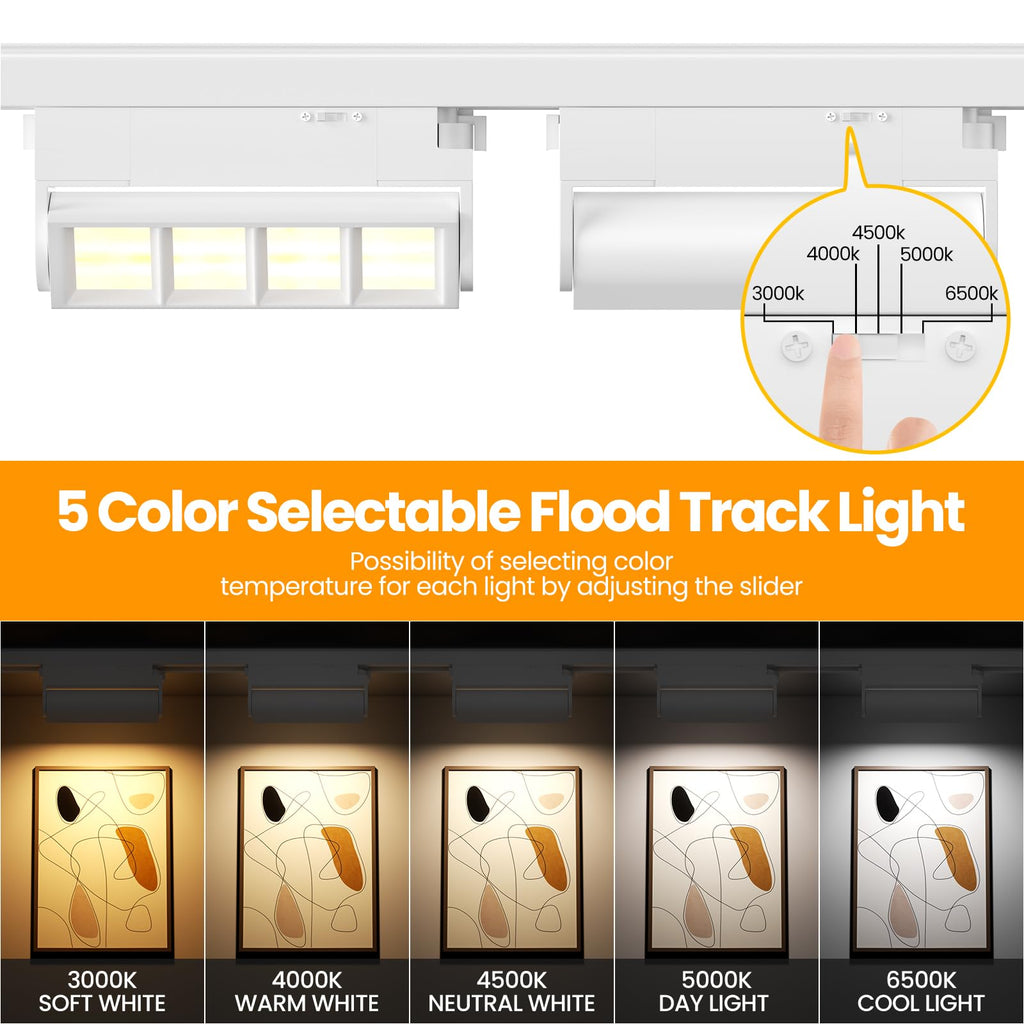 5 Color Linear H Track Lighting Heads Dimmable, 12W 3 Pack, White