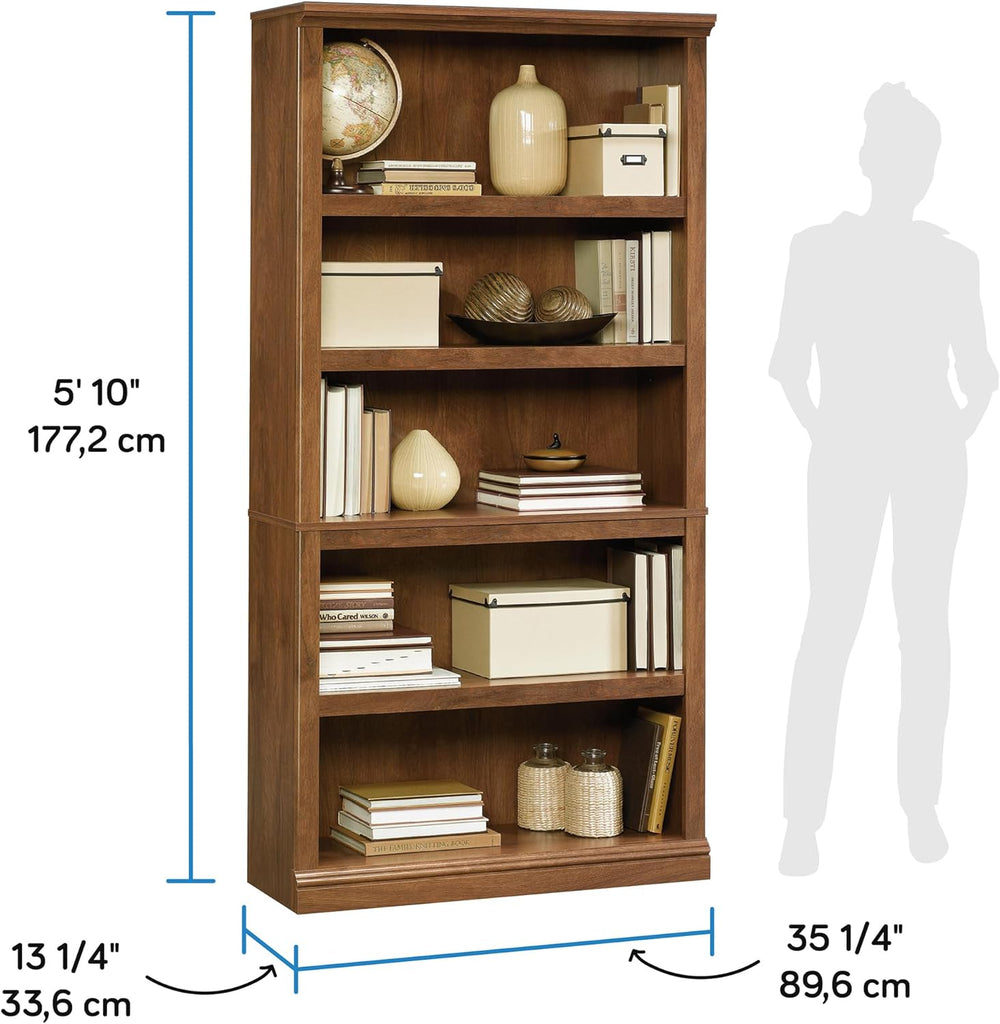 5-Shelf Split Bookcase/ Book shelf, Oiled Oak finish