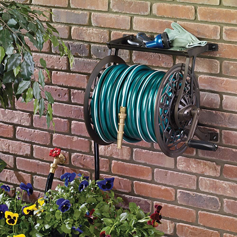 NeverLeak Decorative Wall Mount Hose Reel, Brown