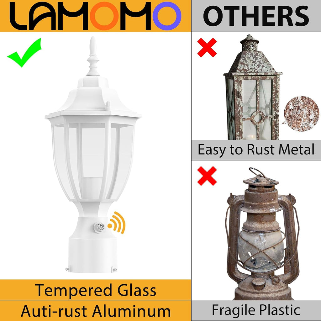 Dusk to Dawn Outdoor Post Lights, Waterproof Aluminum White Lamp Post Light Fixture