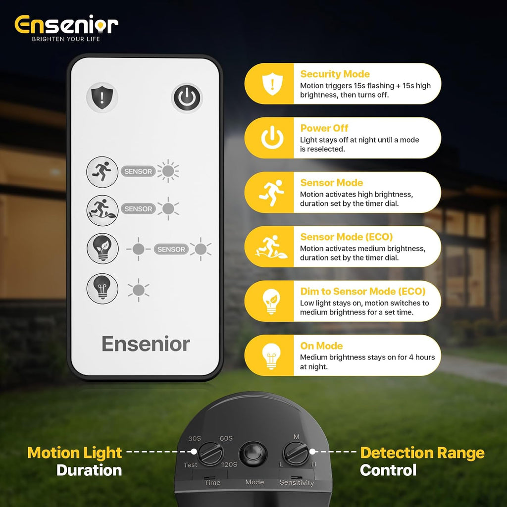 5 Motion Sensor Modes Solar Security Light, 1800LM 270° Wide Angle 3 Heads LED Flood Lights, IP65 Waterproof Wall