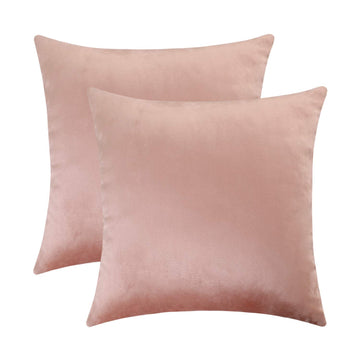 Set of 2 Comfy Soft Velvet Throw Pillow Covers for Sofa Couch Invisible Zipper Decorative Solid Square Cushion Cases