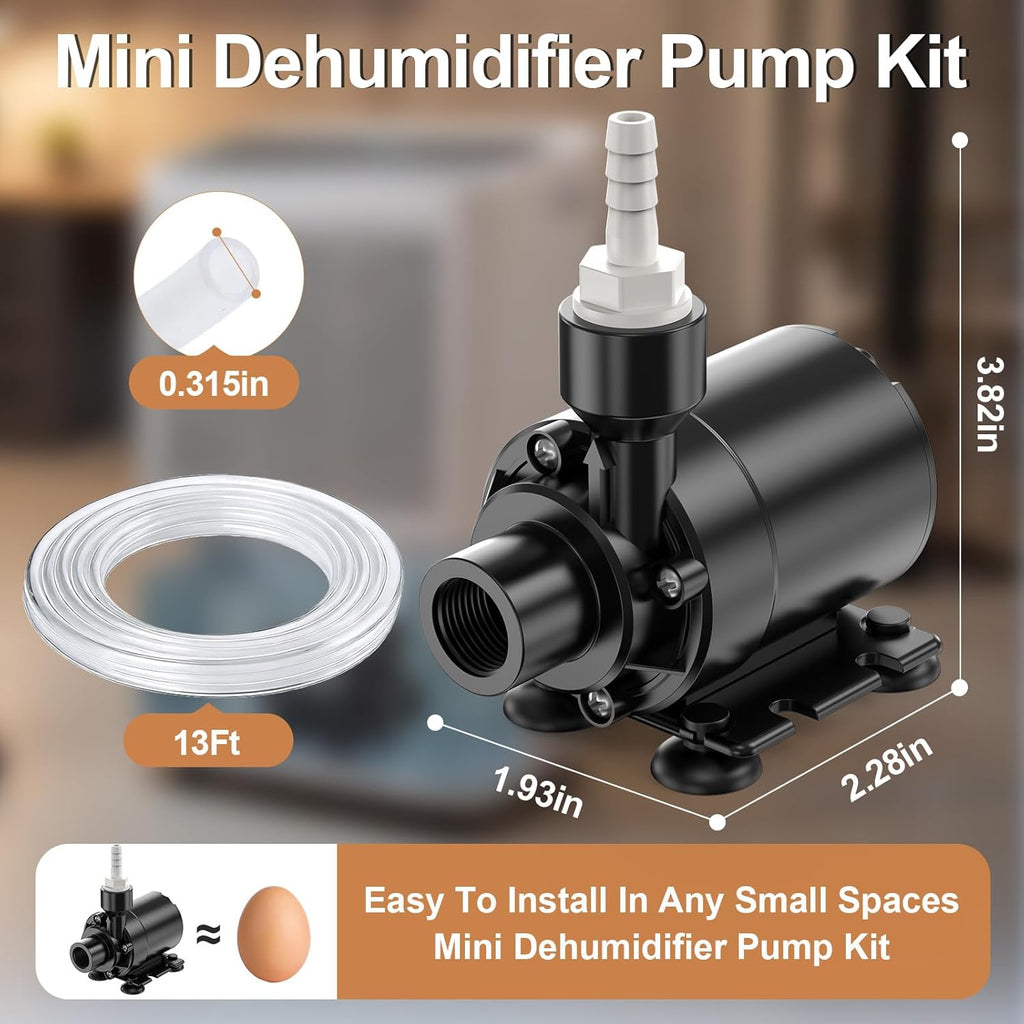 Upgraded Automatic Smart Dehumidifier Pump, 15FT High Lift, IPX8 Waterproof Mini Pump for Dehumidifier Drain