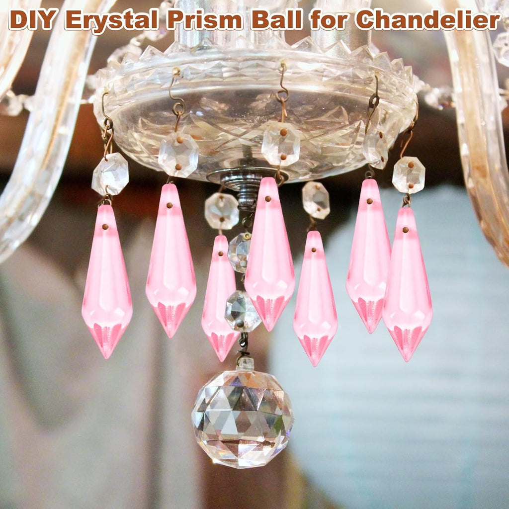 50-Pack Crystal Icicle Prisms, 34mm/1.34 Inch Chandelier Pendant Maker Hanging Crystals Chandelier Prisms for