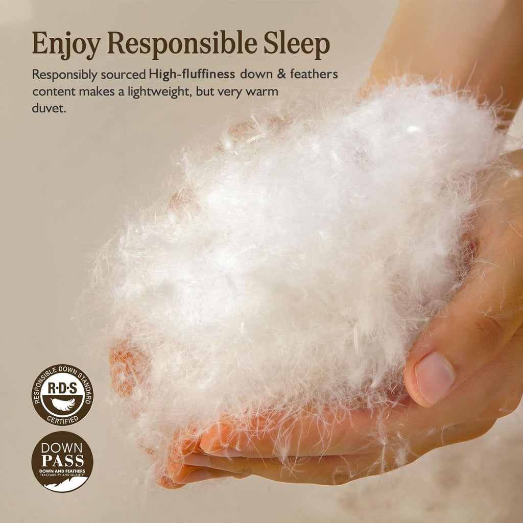 BPC Organic Feather Down Comforter Twin, Hotel-Luxury Fluffy Duvet Insert with 100% Cotton Cover and Puffy Feather