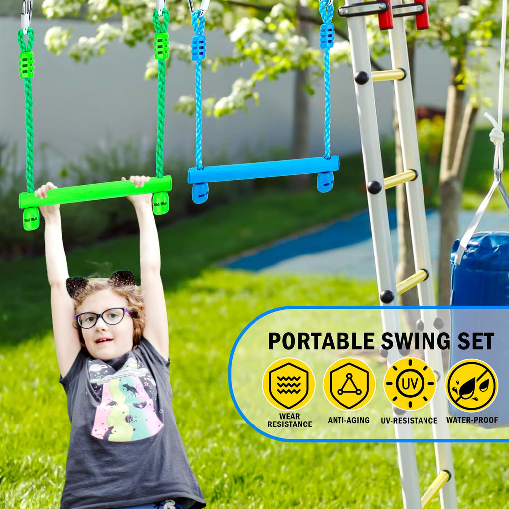 Warrior Obstacle Course Attachments - 7 Monkey Rings, 2 Monkey Bars, 2 Ninja Wheel, Backyard Obstacle Course Set