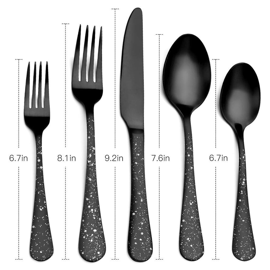 Matte Black Silverware Set, Stainless Steel Flatware Set, 20-Piece Tableware Cutlery Set Service for 4, Satin Finish