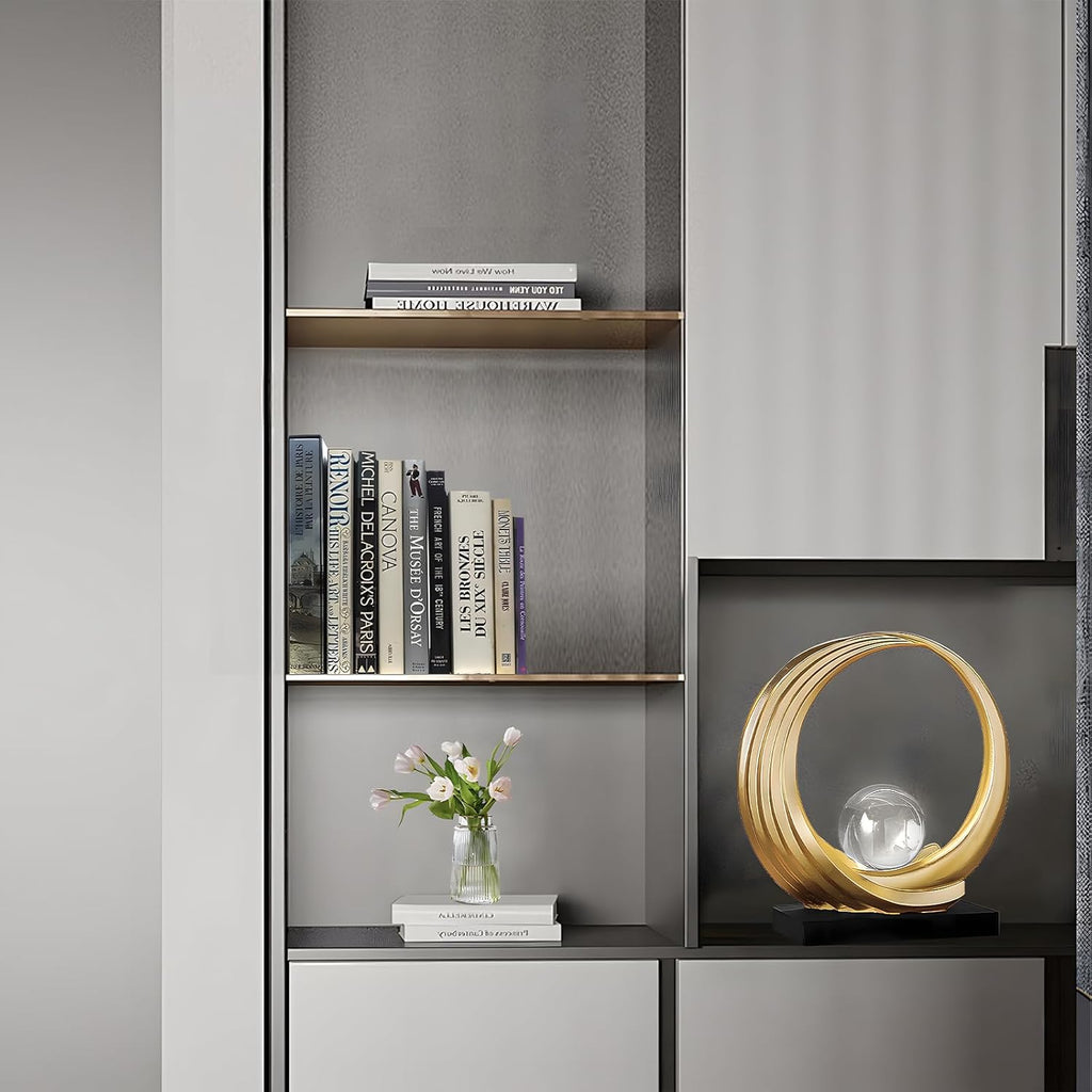 Modern Abstract Stripe Golden Shelf Decor Statues | Coffee Table Home Decor Sculpture,Desk Decoration (Golden)