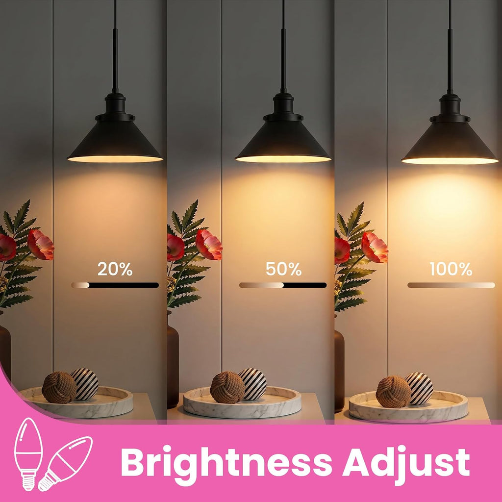 4 Pack E12 Smart Bulbs, Compatible with Alexa&Google Home