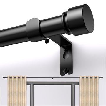 Black Curtain Rod 17 to 189 inch for Window 180 inch, Adjustable Heavy Duty Thick Matte Black Modern Extra Long 15.7