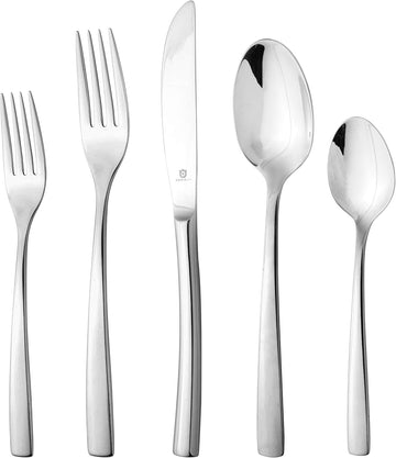 Modern Sleek Silverware Set - 18/10 Stainless Steel Flatware Set for Elegant Dining - Dishwasher Safe Cutlery Set