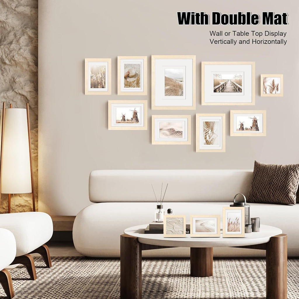 Picture Frame Set 12 Pack, Picture Frames Collage Wall Decor with Two 8x10, Four 5x7, Four 4x6, Two 4x4 for Wall and
