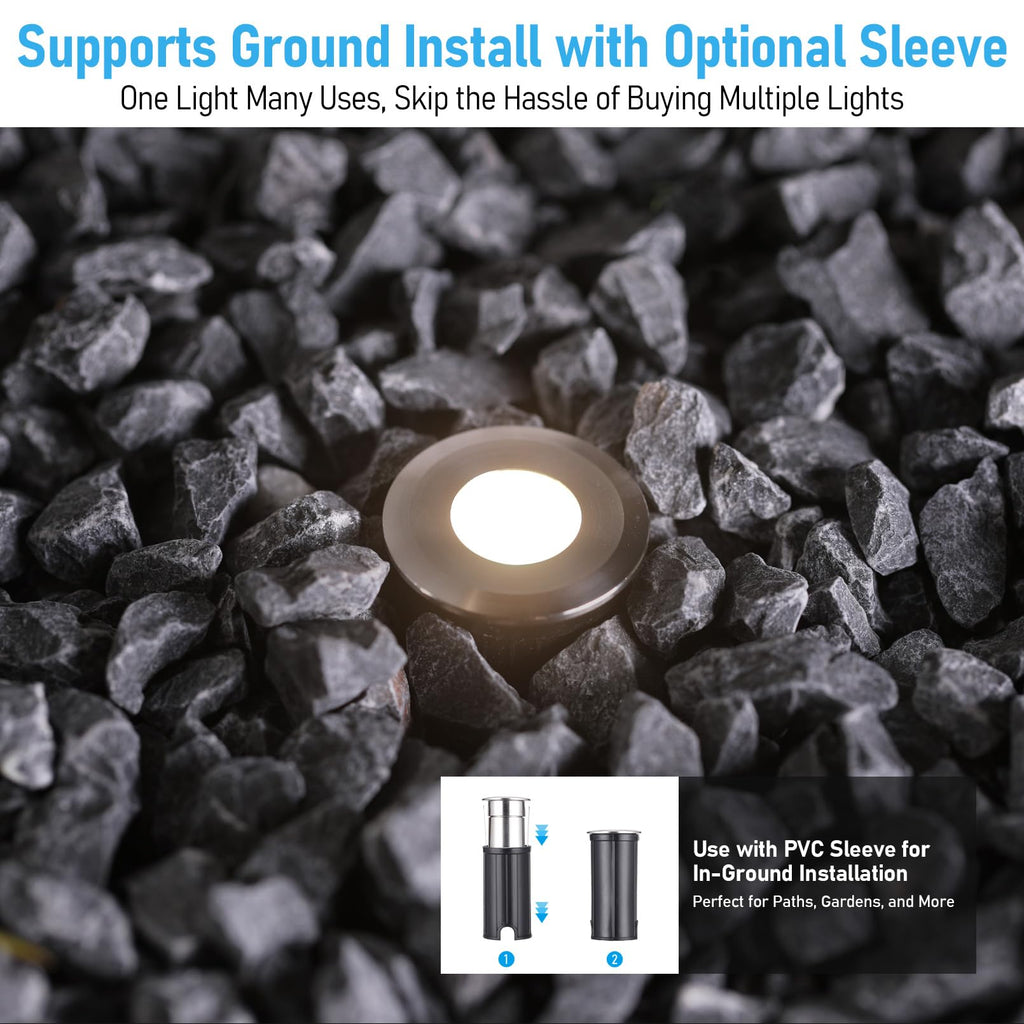 3000K Recessed Low Voltage Deck Light, Flat Round Aperture
