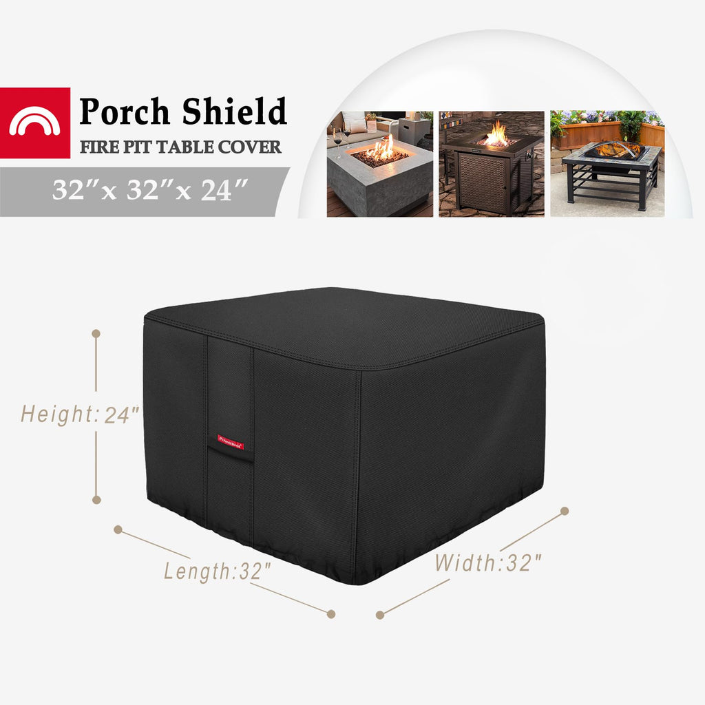 Square Patio Fire Pit Cover 32 x 32 x 24 inch, Black
