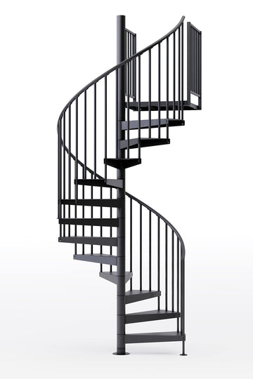 Condor Black Interior 60in Diameter, Fits Height 93.5in - 104.5in, 2 36in Tall Platform Rails Spiral Stair Kit