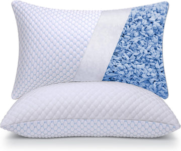 Shredded Memory Foam Pillows King Size 2 Pack | Neck pain relief, supportive, odorless, cooling pillow, adjustable