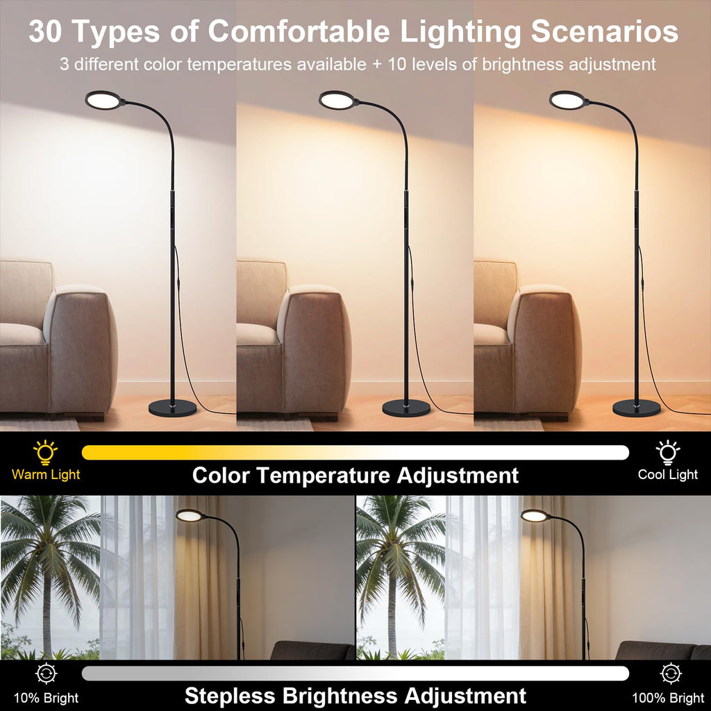 Bright LED Eye-Friendly Floor Lamp with Remote and Touch Dimmer