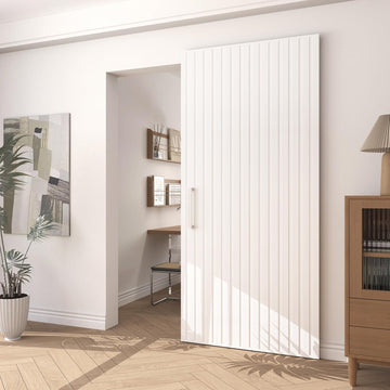 40"x86" Concealed Sliding Barn Door with Soft Close Hardware Kit, White Hidden Door for Opening 32"-